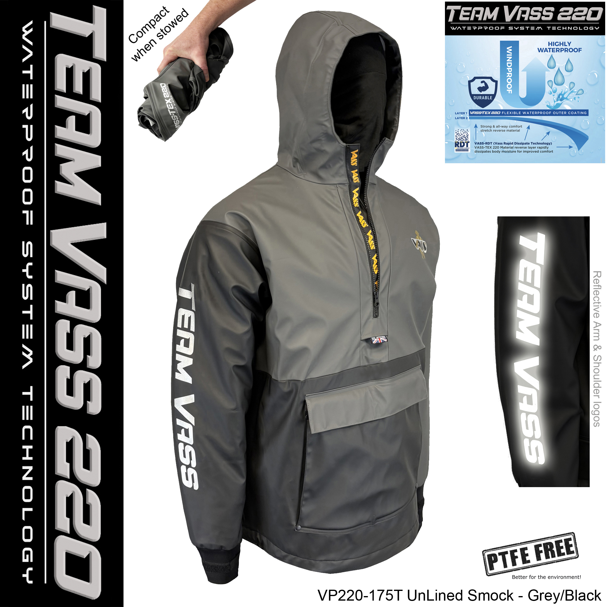 Team Vass 220 Unlined Smock - Waterproof - Grey/Black